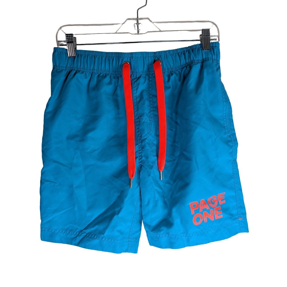 Page One Swim Trunks Mens XS Blue Elastic Waist Drawstring Mesh Lined SS19AW006